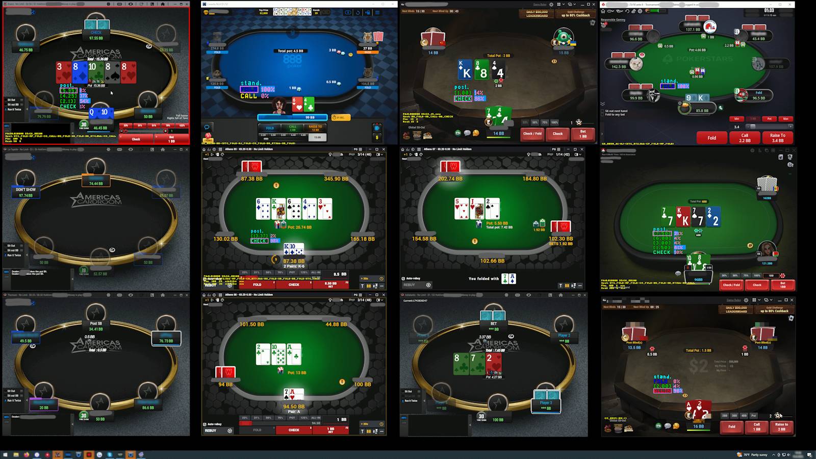 Poker RTA Interface Poker RTA app showing real-time charts